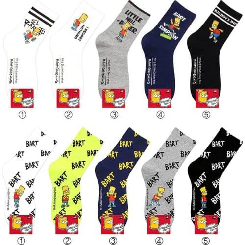 Ladies Happy Socks Men and Women Cartoon Simpson Socks Set with Homer Simpson and Bart Simpson Harajuku