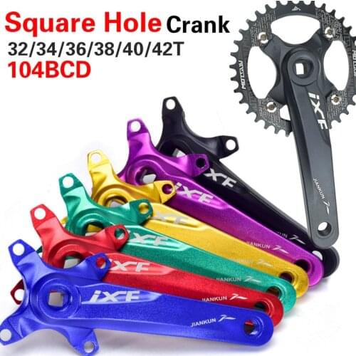IXF Square Hole Bicycle Crank Sprocket 104BCD Mountain Bike Crank Aluminum Alloy With Chainrings 30T 32T 34T 36T 38T Bike Declas