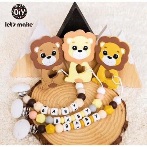 Lets Make Pacifier Clips Baby Gift Personalized 4-6 Months 1PC Lion Animal Silicone Toy Letter DIY BPA Free Holder For Nipples