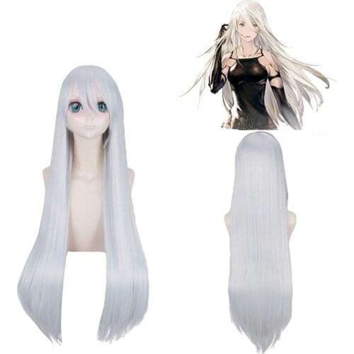 100CM NieR Automata YoRHa A2 Wig Type A No. 2 Heroine Long Straight Silver Beige Synthetic Hair Cosplay Costume game play Wigs