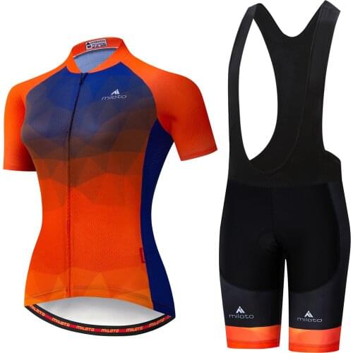 MILOTO Womens Cycling Jersey Set Summer Anti-UV Cycling Bicycle Clothing Quick-Dry Mountain Female Bike Clothes Cycling Set