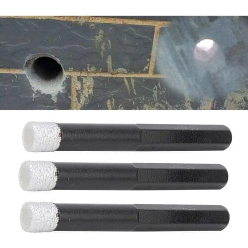 3Pcs 10mm Diamond Brazed Dry Drill Bit Hex Shank Diamond Hole Saw Cutter For Granite Ceramic Tile Black Color