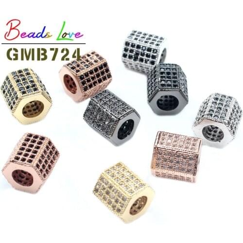 3pcs/lot Geometric CZ Spacer Beads Copper Brass Micro Pave Cubic Zirconia Beads for Jewelry Diy Charm Bracelet Making Wholesale