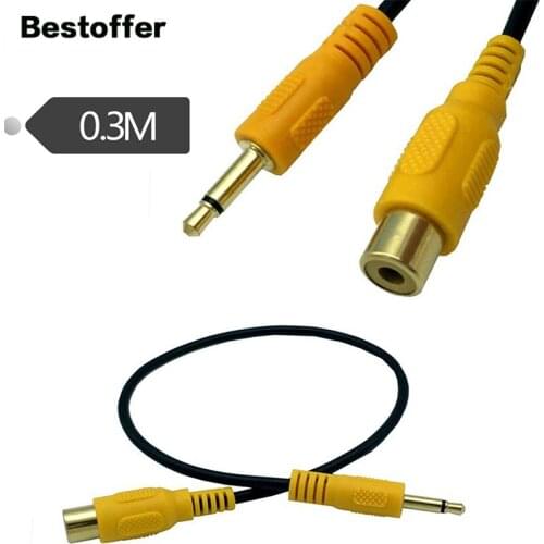 30cm Gold-Plated DC 3.5mm Mono Male Plug to RCA Female Pure Copper Core Audio Cable