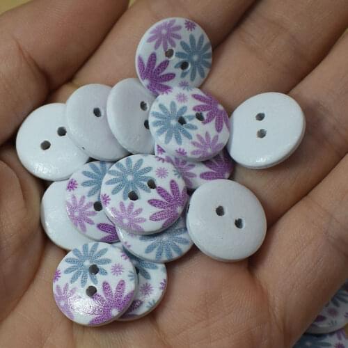 50PCS New Flower 2-Holes Wooden Buttons Sewing Button Wood Craft Scrapbooking Clothing Accessories DIY 15MM Buttons Wood