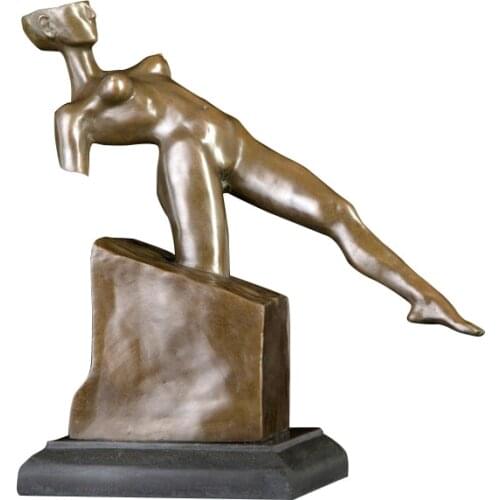 ArtsHom DS-566 Famous BRONZE Modern Art Sculpture Bronze Statue Abstract Sexy Girl Trunk Figurine Antique Studio Decor
