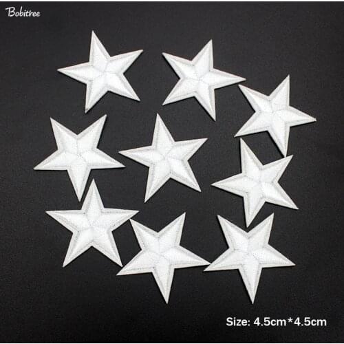 10 pcs White Stars Clothes Patches Iron on Stickers on Clothes Appliques Sewing Embroidered Patches For Clothes