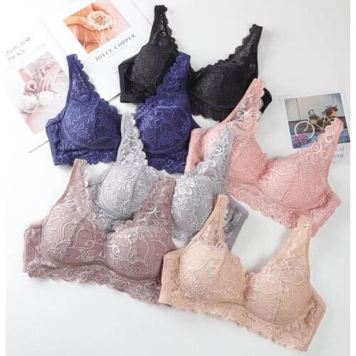 White Women Lace Bra Full Coverage Underwire Unlined Everyday Plus Size Bras Top