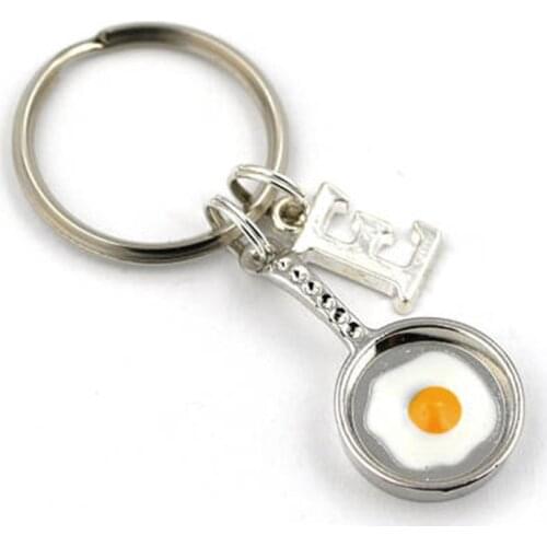 Frying Pan Key Ring, Fried Egg Keychain, Cook Keyring, Initial Keychain, Chef Gift, Cook Gift, Scouts Gifts, Foodie Gifts
