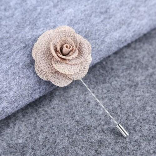 5Pieces/Set Mens Brooch Khaki Flower Groom Groomsman Boutonniere Wedding Party Prom Man Women Suit Corsage Pin Brooches Flowers