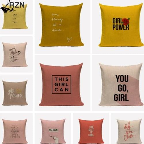Slogan Letter Print Pillow Case Decorative Cotton Linen Cushion Cover for Girl Throw Pillowcase Home Decor Sofa Bed 45X45CM