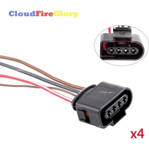 CloudFireGlory For Audi A4 6 VW Jetta Passat 4Pcs Ignition Coil Connector Repair Harness Plug Wiring 1J0973724