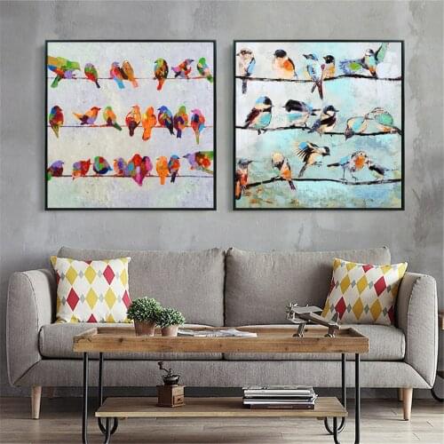 Birds On A Wire Artwork Canvas Art Print Painting Poster Wall Pictures For Living Room Home Decorative Decor No Frame