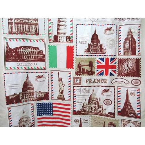 Shower Curtain Retro Stamp Pattern Bathroom Waterproof Mildewproof Polyester Fabric With 12 Hooks 180cm*180cm (71 Inch)