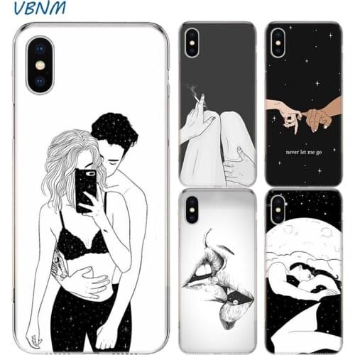 Sketch Couple Case For Apple iPhone 12 11 Pro XS Max XR X 7 8 6 6S Plus SE 2020 5 5S Mini Silicone Phone Cover