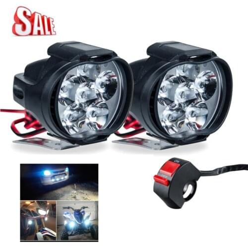 High Quality Motorcycles Headlight 6500k White Super Bright 6 LED Working Spot Light Motorbike Fog Lamp 1200LM LED Scooters Spot