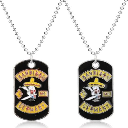 Germany Bandit Pendant Necklace Motorcycle Club Necklace With Beads Chain Biker Style Robber Pendant for Men Fans Gift-30