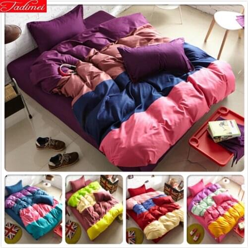 Blue Pink Yellow Purple Mix Color 5/6 feet Bed Sheet King Queen Twin Double Single Duvet Cover Size 3/4 pcs Bedding Set Bedlinen