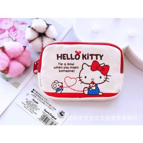 New canvas coin purse hello kitty coin purse cartoon coin purse card storage bag bank card storage bag 12x9x2cm