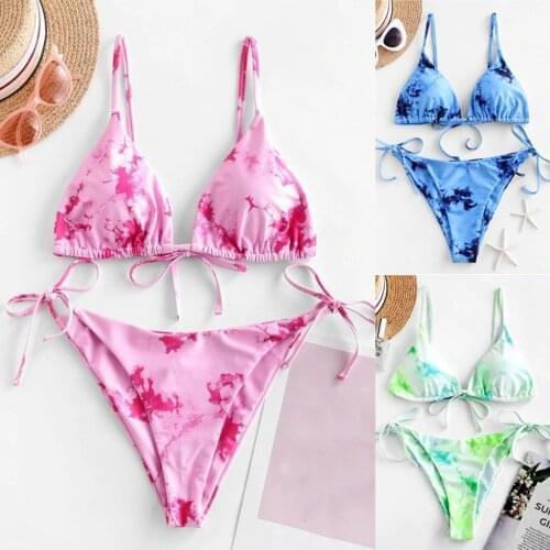 Swimsuit Women Bikini Push Up Floral Print Gradient Print Two Pieces Bikini Set Sexy Swimwear Beachwear swimming suit for women