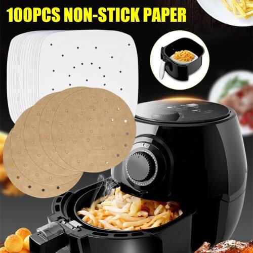 Newly 100PCS 6.5/7/7.5/8/8.5/9/10 Inch Bamboo Steamer Paper Liner Perforated Fryer Liners Non-Stick