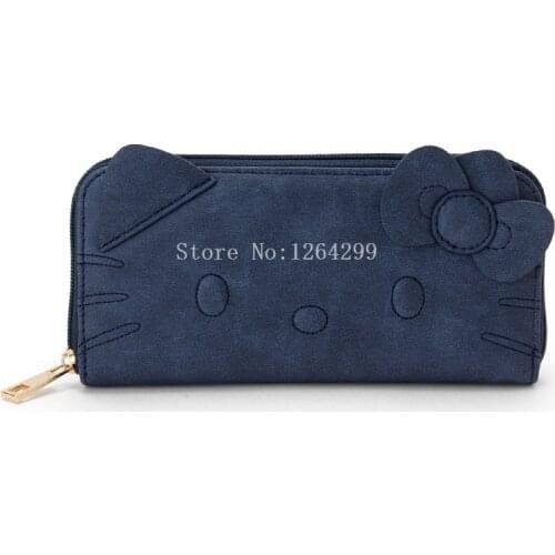 New Fashion KT Girls Kids Blue PU Long Wallets For Children Gifts