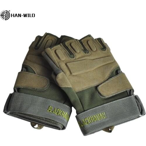 HAN WILD Military Tactical Fingerless Gloves Hiking Gloves Army Paintball Airsoft Combat Fight Hard Knuckle Half Finger Gloves