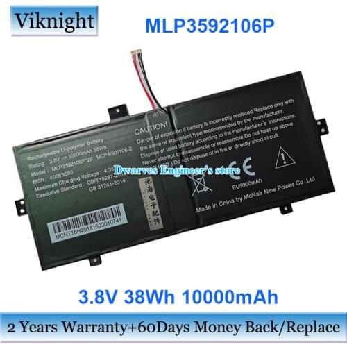 3.8V 38Wh MLP3592106P Rechargeable Li-Polymer Battery For Medion AKOYA E2228T/KX Tablet PC Laptop Battery 40063680 10000mAh