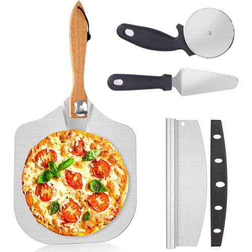 Portable Pie Pizza Shovel Baking Accessories with Foldable Handle Bread Rocker Cutter Chopper Cake Paddle Spatula Pastry Tools