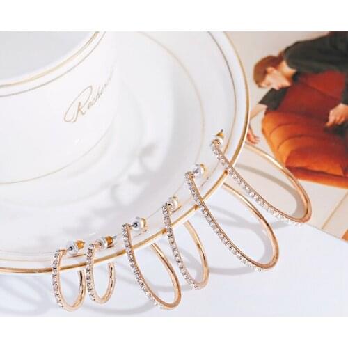 Simple Stylish Charm Exquisite Large Oval Alloy Inlaid Zircon Womens Earrings Earrings Jewelry Accessories Gift