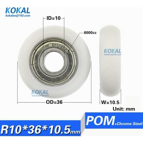 [R1036-10.5]Free Shipping 10PCS 6000zz chrome steel coated window pulley wheel 10mm*36mm*10.5mm round bearing wheel