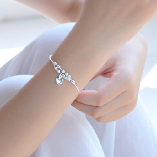 Adjustable 925 Sterling Silver Snake Chian Heart Bead Charm Bracelets &Bangle For Women Jewelry Accessories Bijoux Gifts A179