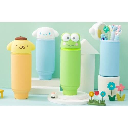 Animals Standing Silica Pencil Case Folding Large Capacity School Pencil Bag Gifts For Kids Student Big Storage Box Cosmetic Bag