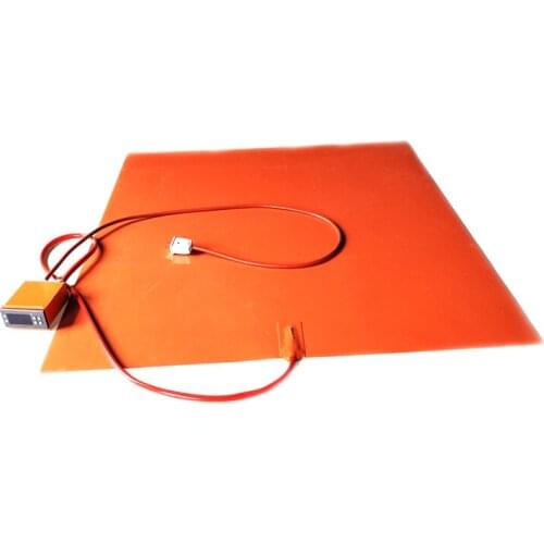 110V 2000W 800*800*1.5mm Silicone Pad Heater for 3d printer adhesive digital thermostat on wire 1000mm lead wire