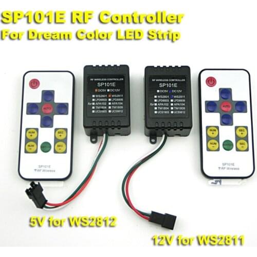 SP101E RF Controller for DC5V WS2812 DC12V WS2811 Dream Color LED Strip Light,20pcs/lot