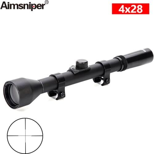 Tactical 4x28 Hunting Riflescope Shooting Game Sight Reticle Optics Sniper Telescopic Rifle Scope For Airsoft Gun Fit 11mm Mount