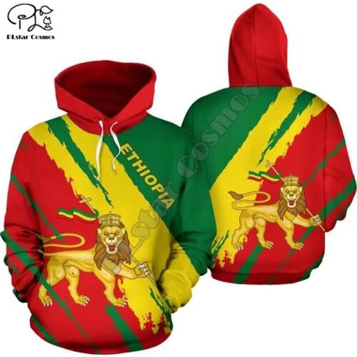 Men Women Ethiopia Full print 3D Hoodies Funny country flag Sweatshirt Fashion Hooded Long Sleeve zipper unisex lion Pullover