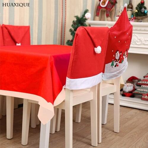 Xmas Dining Room Seat Chair Covers Christmas Chair Cover Stretch Slipcovers For Home Decor New Year Chair Back Covers Tablecloth