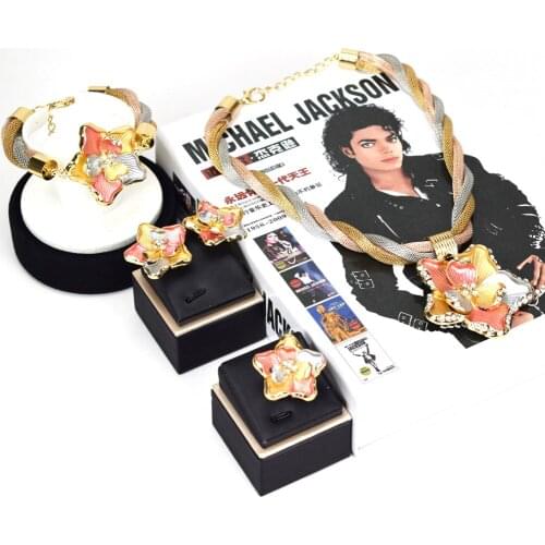 Sakura Love Africa Jewelry Set Bride Fashion Dubai Gold Bracelet Necklace Glamour Woman Earrings Morocco Banquet Wedding Gift