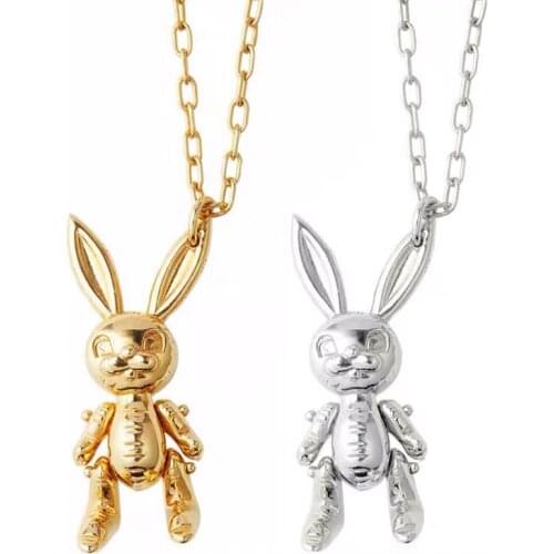 AMBUSH teddy bear charms necklace cute active rabbit pin long pendant 925 sterling silver luxury brand jewelry
