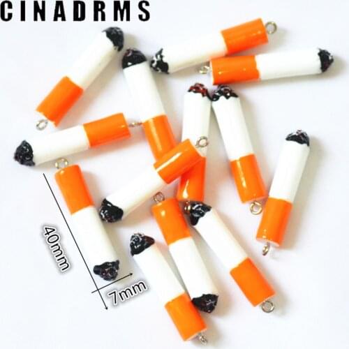 10PCS Resin Cigarette Miniatures Handmade DIY Earring Jewelry Charms Dollhouse Crafts 7*40mm
