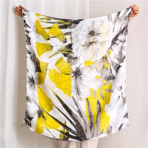 2019 Fashion Ink Painting Flower Print Scarves Shawls Beautiful Cotton Floral Tendy Fringe Hijab Wrap Scarf 10pcs/LOT Wholesale