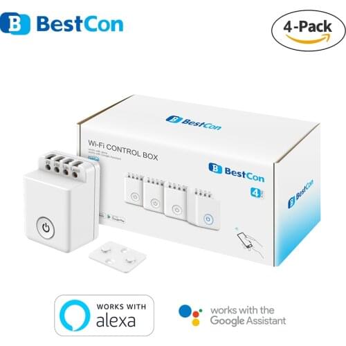 4-Pack BroadLink Bestcon MCB1 Wifi Light Switch Smart Automation Module Works with Google Home and Alexa