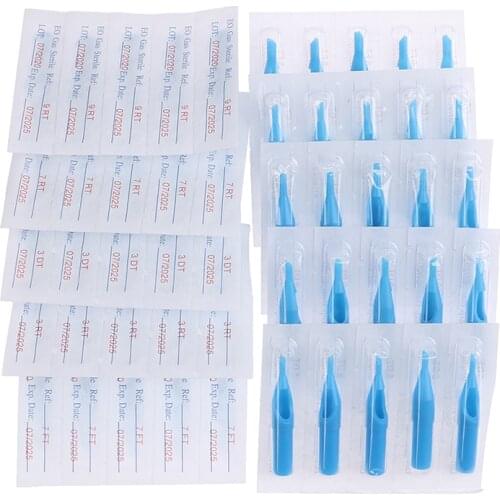 50Pcs Mixed Sizes RT+DT+FT New Sterile Disposable Tattoo Nozzle Tips Needle Tube