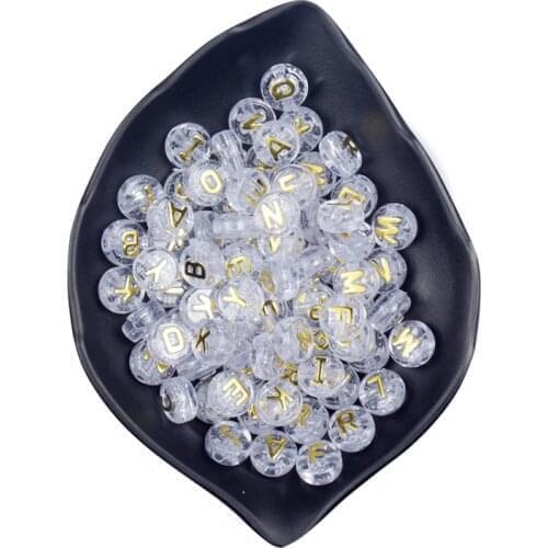 8mm 50/100/200Pcs Lucency Letter Acrylic Beads Round Flat Alphabet Loose Spacer Beads For Jewelry Handmade DIY Bracelet Necklace