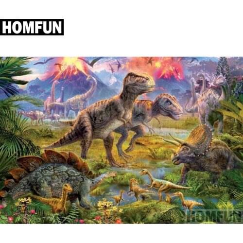 HOMFUN Full diamond Painting "Forest Dinosaur" Resin Drill Embroidery 5D Diy Diamond Painting Handmade Cross Stitch gift A05099
