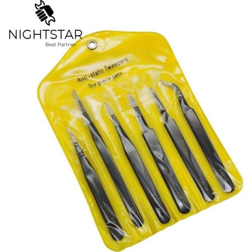 Anti-static Precision Tweezers Set Stainless Steel ESD Tweezers Electronic Repair Soldering Iron Tool for Beauty Eyelashes TOOLS