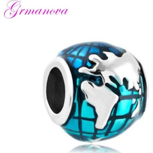 Sea Blue Earth Travel Europe charm beads DIY jewelry handmade jewelry amulet Fit Pandora Bracelet Necklace