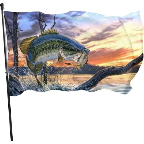 Big Fish Flag 3x5 Outdoor Sports Banner Vivid Color with Brass Grommets Garden Flags Fade Resistant