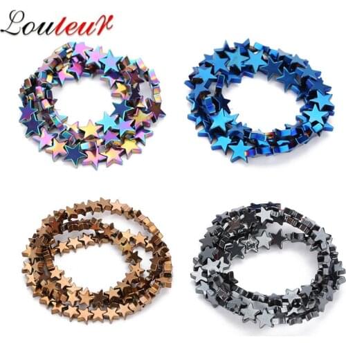 LOULEUR Natural Hematite Stone Stars Shape Beads 6/8/10mm Colorful Flat Star Loose Spacer Beads For DIY Necklace Jewelry Making
